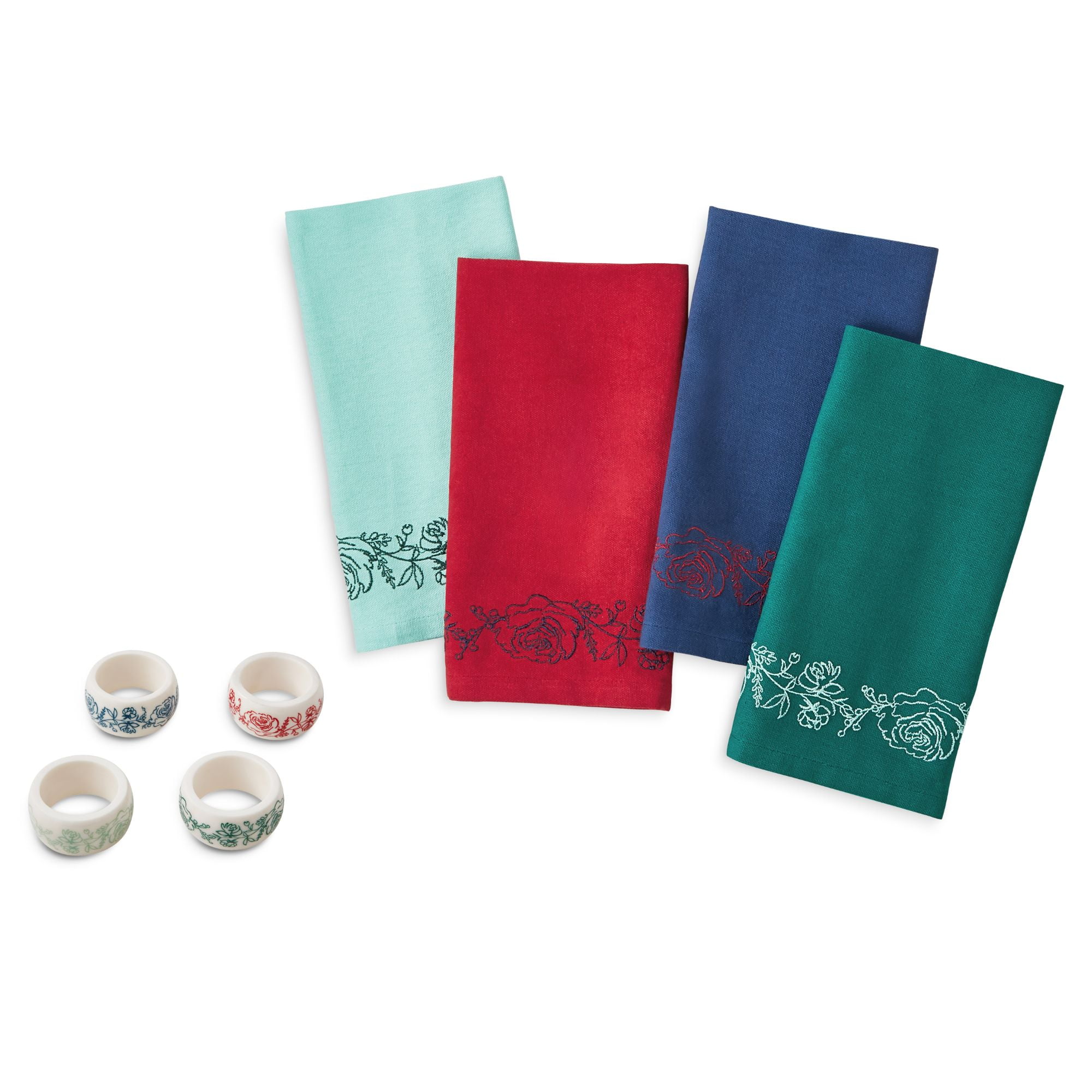 The Pioneer Woman Wishful Winter Napkins And Napkin Rings Set, Multicolor, 8 Piece