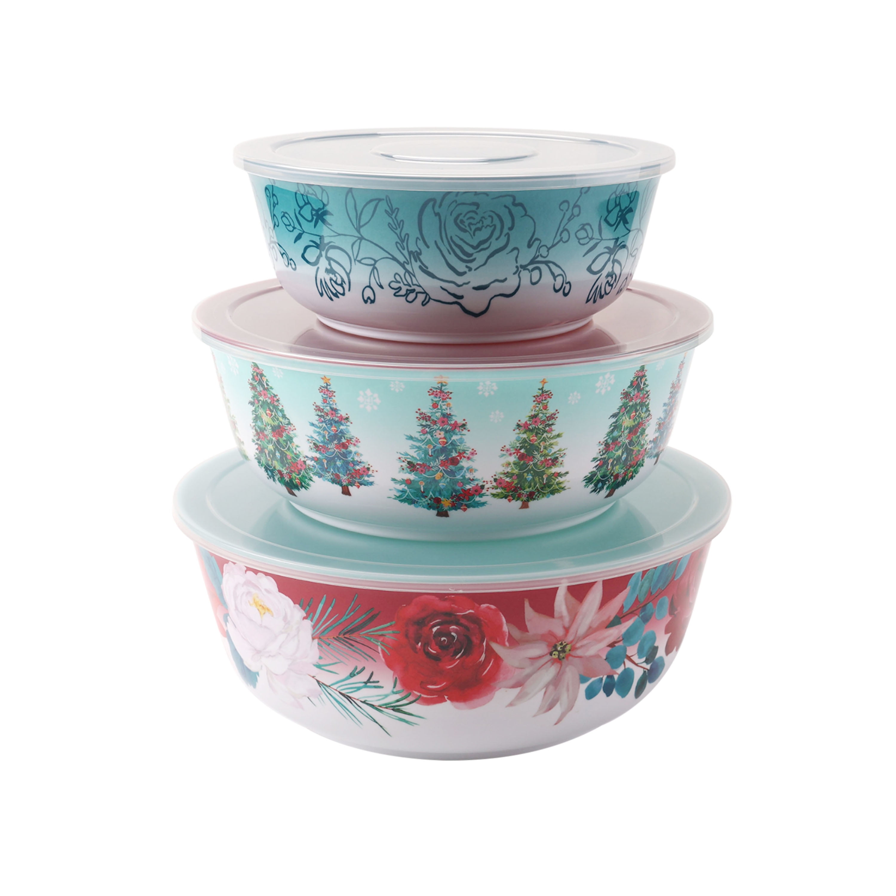 2, 3, and 4 L Melamine Mixing Bowl Set in Holiday Colors (Set of 3)
