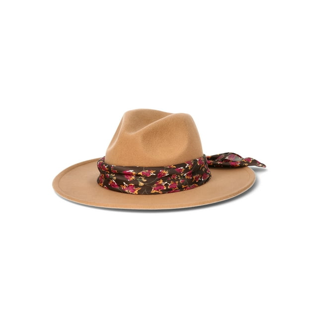 The Pioneer Woman Fedora Hat with Scarf Band, Camel