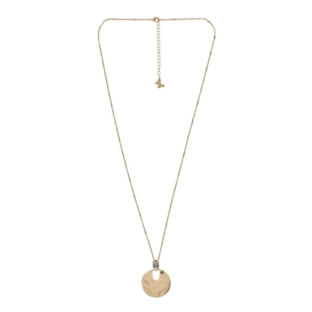 The Pioneer Woman Women's Jewelry, Shiny Goldtone Hammered Pendant