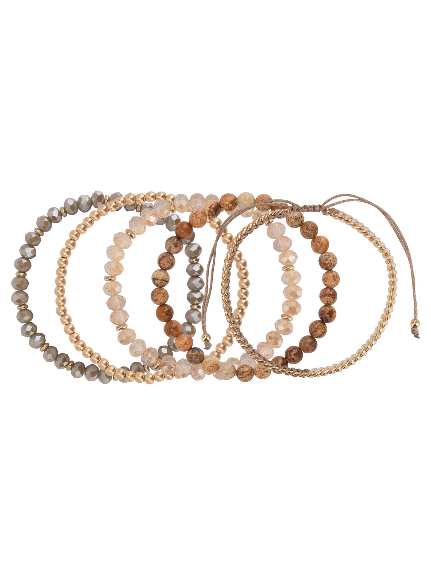 The Pioneer Woman - Women's Jewelry, Soft Gold-tone Bracelet Set with Genuine Stone Beads - image 1 of 7
