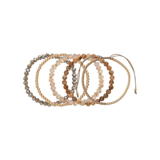The Pioneer Woman - Women's Jewelry, Soft Gold-tone Bracelet Set with Genuine Stone Beads