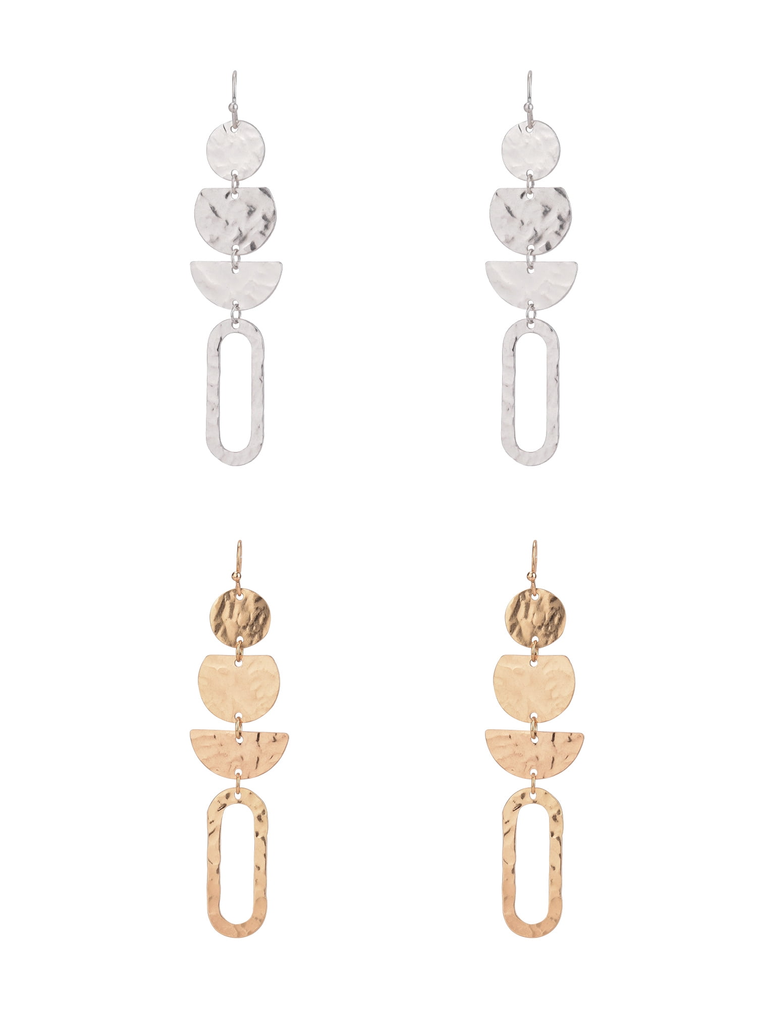 The Pioneer Woman - Women's Jewelry, Soft Silver-tone and Soft Gold-tone Metal Drop Duo Earring Set