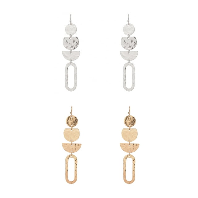 The Pioneer Woman - Women's Jewelry, Soft Silver-tone and Soft Gold-tone Metal Drop Duo Earring Set