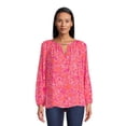 thumbnail image 1 of The Pioneer Woman Blouse Keyhole Crepe Top (Women's), Size 2X, 1 of 5