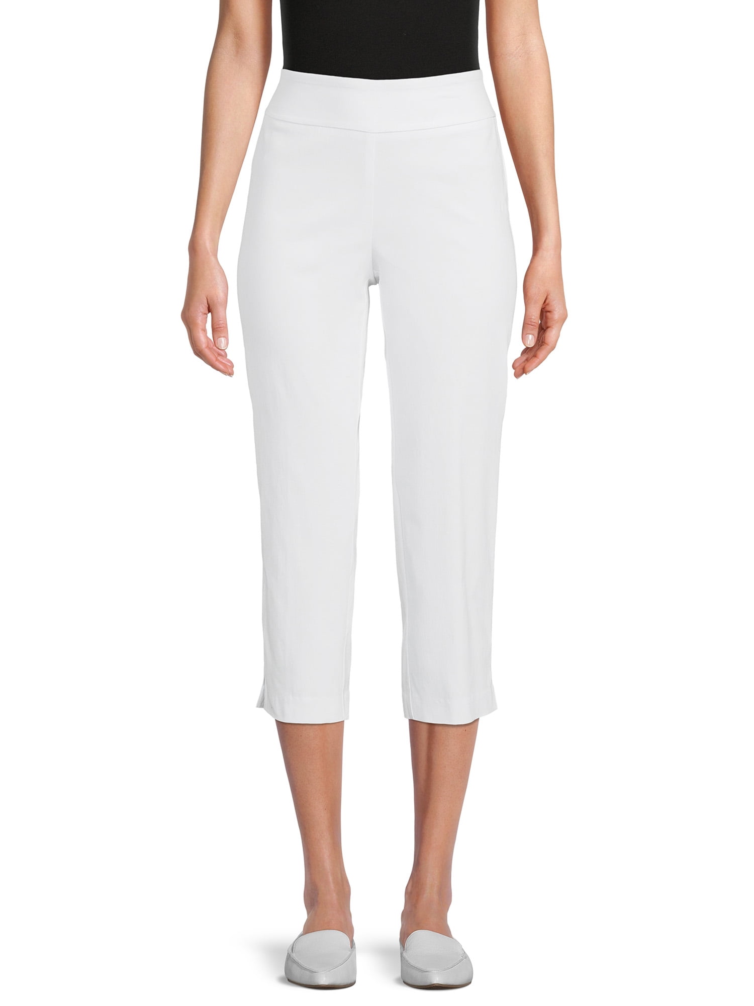 Teez-Her Women's The Skinny Capri Pants, (Large, White) at  Women's  Clothing store: Athletic Capri Pants