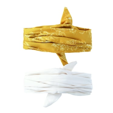 The Pioneer Woman Women’s Skinny Scarf Set, 2-Pack, One Size Fits Most, White / Yellow Botanical