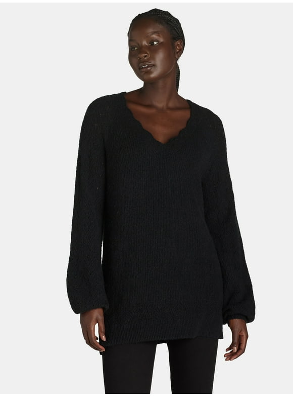 ’s Pointelle V-Neck Sweater, Midweight, Women’s, Sizes XS-XXXL