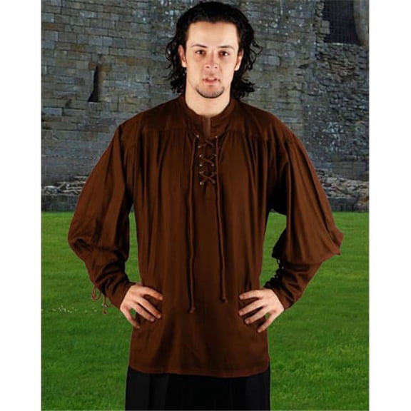 The Pirate Dressing C1004 John Coxon Renaissance Shirt- Chocolate - Extra Large
