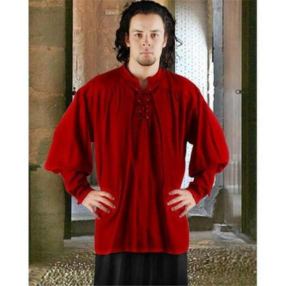 The Pirate Dressing C1004 John Coxon Renaissance Shirt- Red - Small & Medium