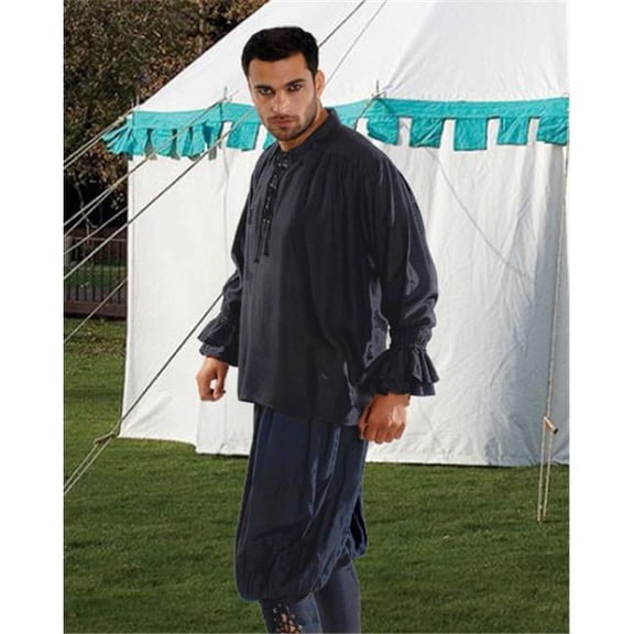 The Pirate Dressing C1007 John Cook Renaissance Shirt- Black - Large