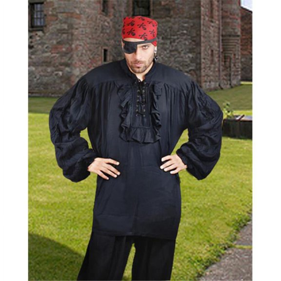 The Pirate Dressing C1013 Buccaneer Shirt- Black - 2XL