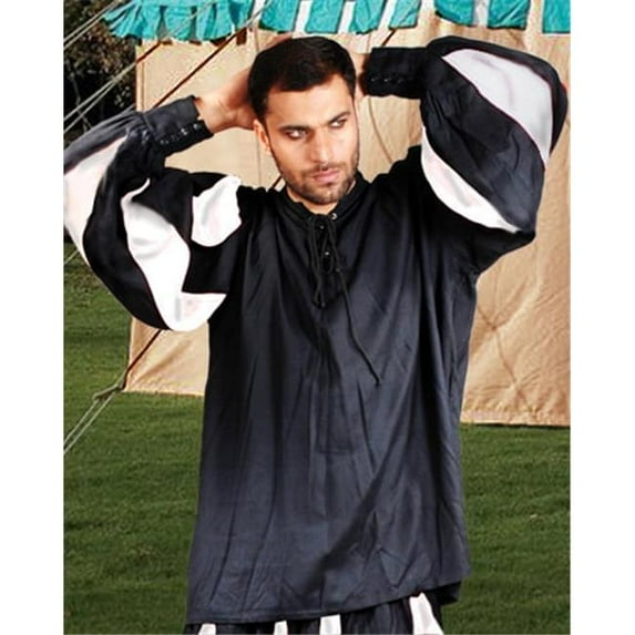 The Pirate Dressing C1060 European Medieval Shirt- Black & White - Small & Medium