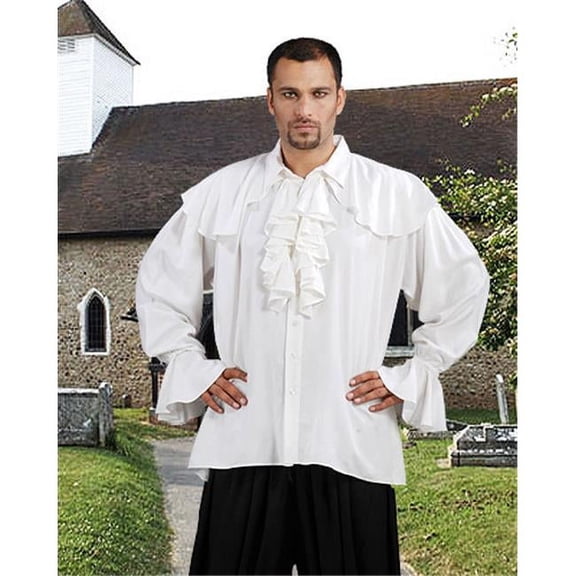 The Pirate Dressing C1091 Half Cape Medieval Shirt- White - 2XL