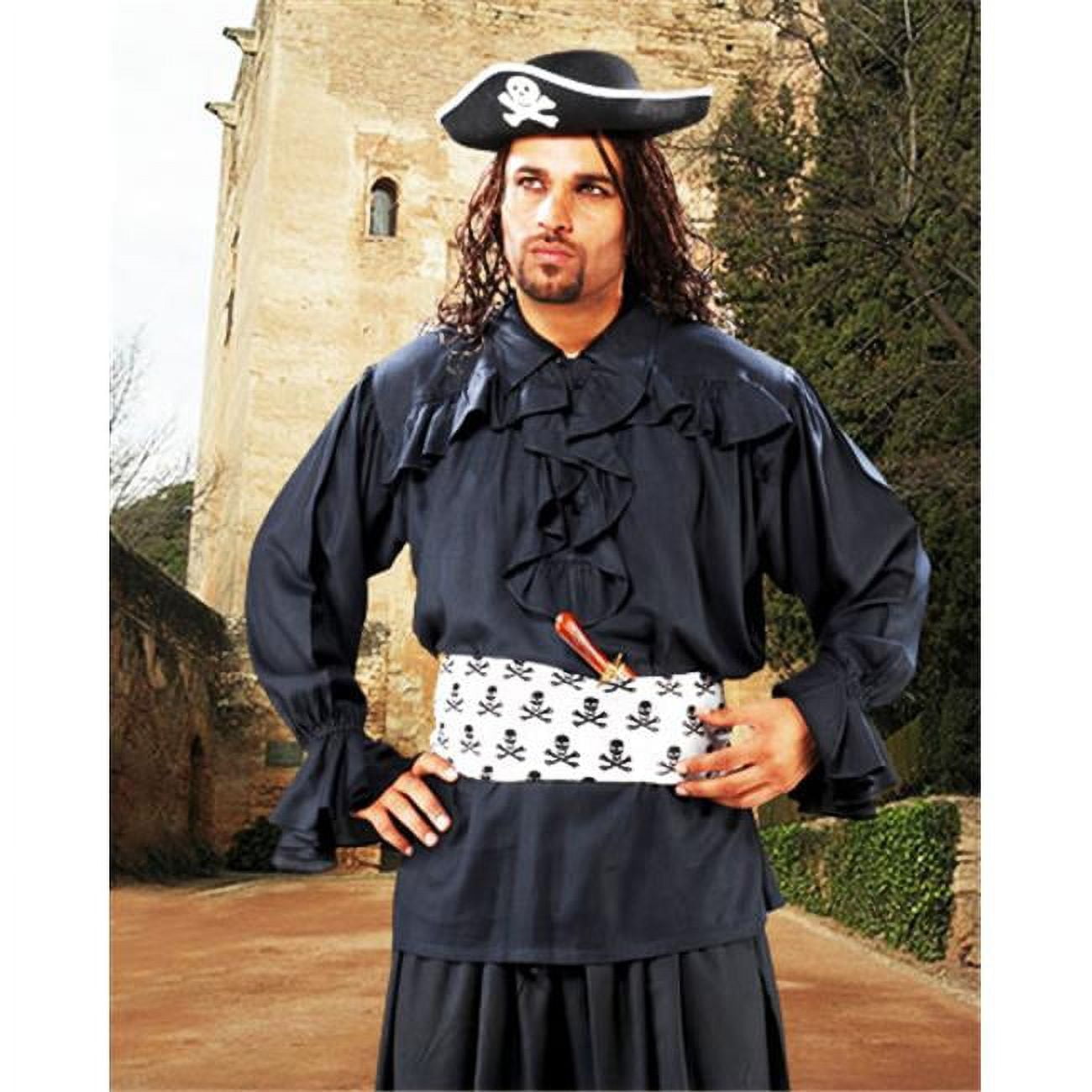 The Pirate Dressing C1108 Francis Drake Pirate Shirt, Black - Large, Men's