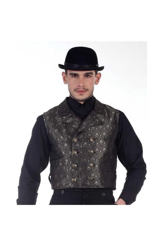 C1286 Black Double-Breasted Cavalier Vest- Extra Large