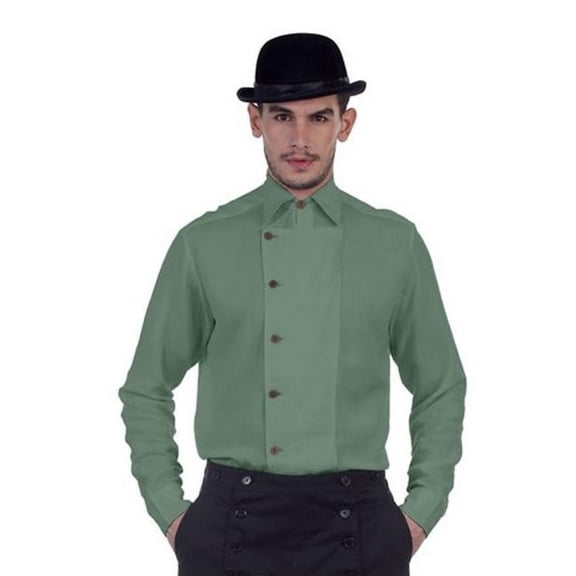 The Pirate Dressing C1293 Ulysses Side-Button Shirt- Green - Medium