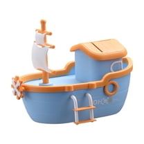 The Pirate Ship Money Deposit Box Childrens Boys And Girls Savings Money Jar Birthday Gift Piggy Bank Toy Blue 9.84X5.12X3.94 Inches