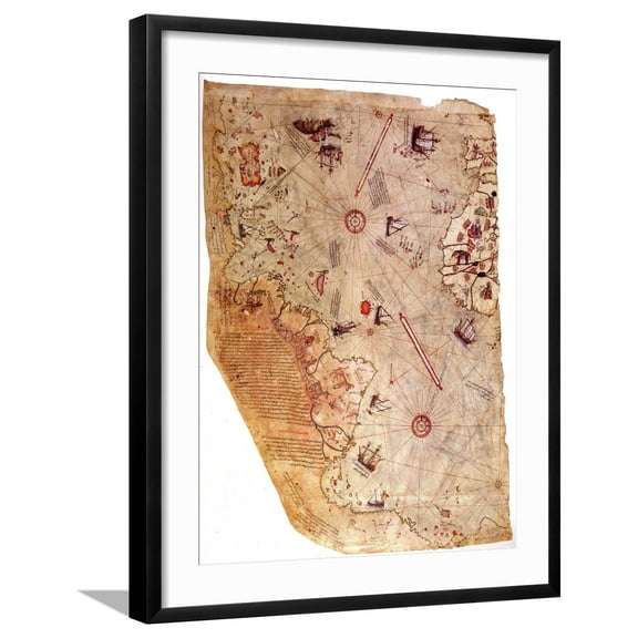 The Piri Reis world map, 1513 Framed Giclee Print by Unknown, 18" x 24", Sold by Art.com