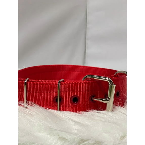 Bulldog 3 Ply Nylon Collars - Red 1.5" Size 14"-18"