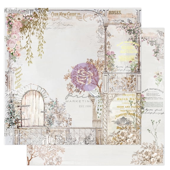 The Plant Department Double-Sided Cardstock 12"X12"-Secret Garden Door, W/Foil Details