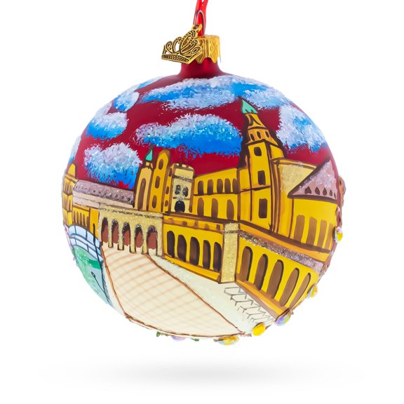 The Plaza de Espaa (Spain Square) Sevilla, Spain Glass Ball Christmas Ornament