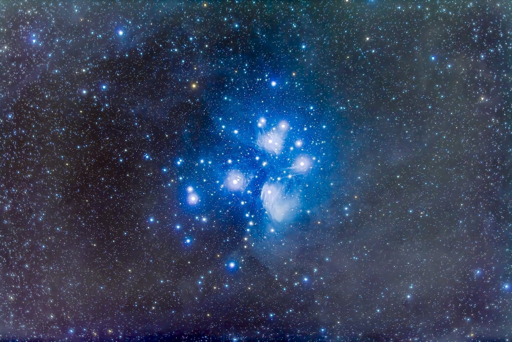 The Pleiades also known as the Seven Sisters Canvas Art - Alan DyerStocktrek Images (17 x 12)