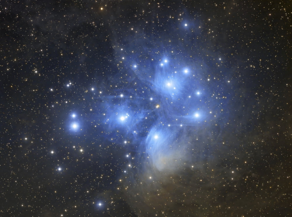 The Pleiades open star cluster in the constellation Taurus Canvas Art - Lorand FenyesStocktrek Images (17 x 13)