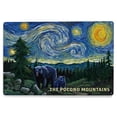 thumbnail image 1 of The Pocono Mountains, Starry Night, Bear and Cub (12x18 Aluminum Art, Indoor Outdoor Metal Sign Decor), 1 of 5