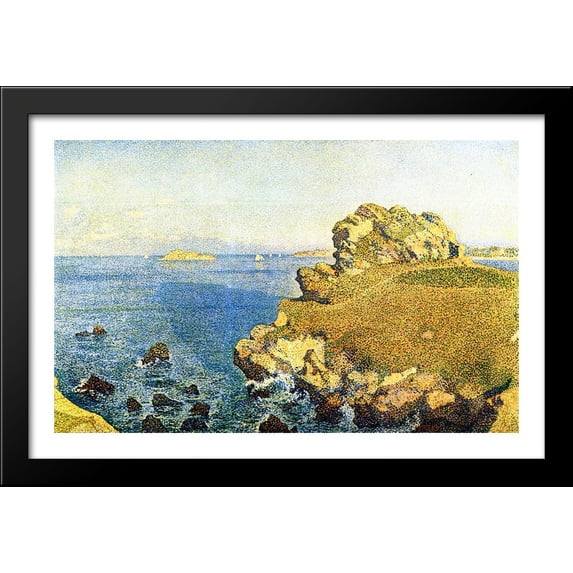 The Pointe de per Kiridec at Roscoff 40x26 Large Black Wood Framed Print Art by Theo van Rysselberghe