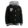 thumbnail image 1 of The Polar Club Boys' Fleece Varsity Baseball Jacket with Removable Hood (Black-5), 1 of 5