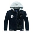 thumbnail image 1 of The Polar Club Boys' Fleece Varsity Baseball Jacket with Removable Hood (Navy-5), 1 of 5