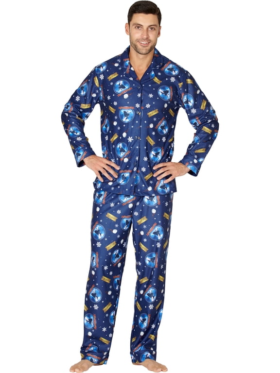 The Polar Express Adult Believe Holiday Christmas Movie 2PC Button-Front Coat Pajama Pant Set For Men Women