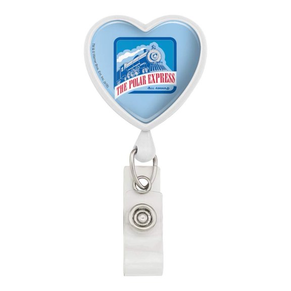 The Polar Express All Aboard Heart Lanyard Retractable Reel Badge ID Card Holder