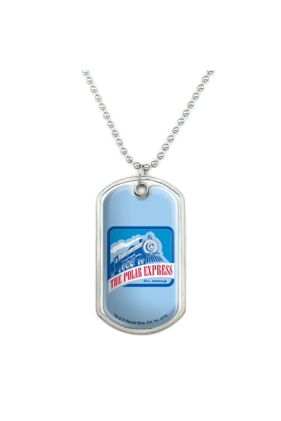 The Polar Express All Aboard Military Dog Tag Pendant Necklace with Chain