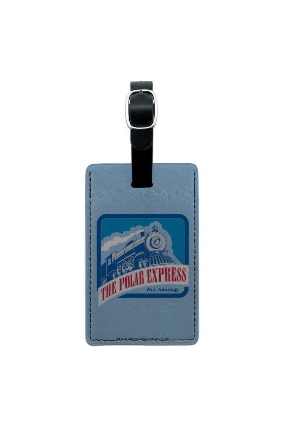 The Polar Express All Aboard Rectangle Leather Luggage Card Suitcase Carry-On ID Tag