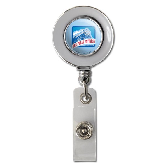 The Polar Express All Aboard Retractable Reel Chrome Badge ID Card Holder Clip