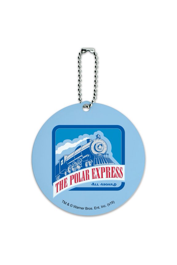 The Polar Express All Aboard Round Luggage ID Tag Card Suitcase Carry-On