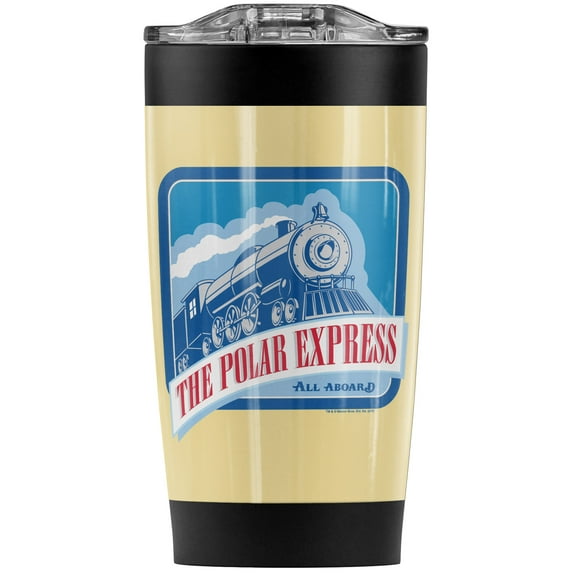 The Polar Express/All Aboard The Train Stainless Steel Tumbler 20 oz Coffee Travel Mug/Cup, Vacuum Insulated & Double Wall with Leakproof Sliding Lid | Great for Hot Drinks and Cold Beverages