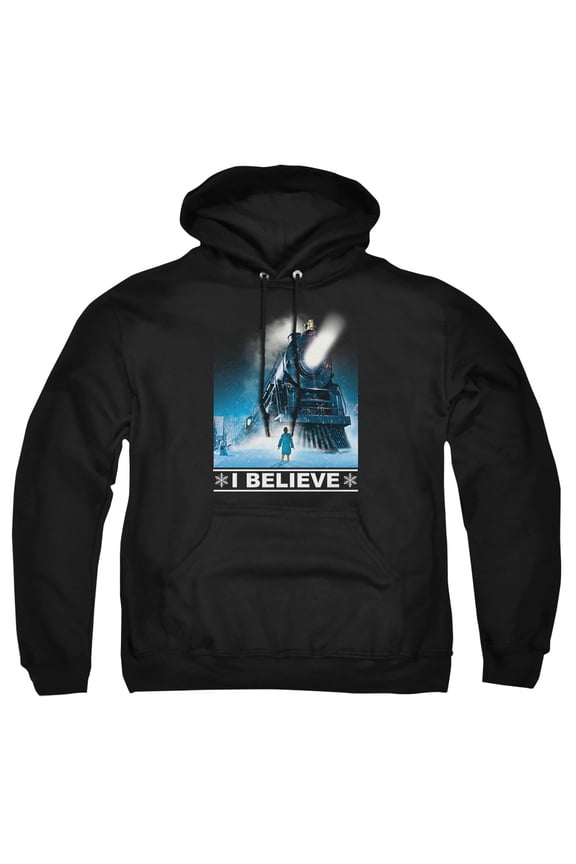 The Polar Express I Believe Adult Pull-Over Hoodie, Black, Large