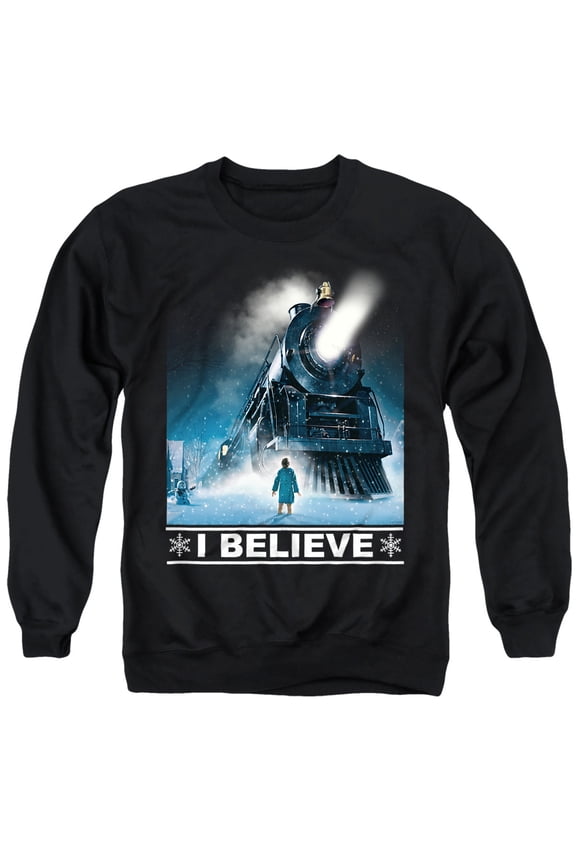 The Polar Express I Believe Unisex Adult Crewneck Sweatshirt, Black, Small