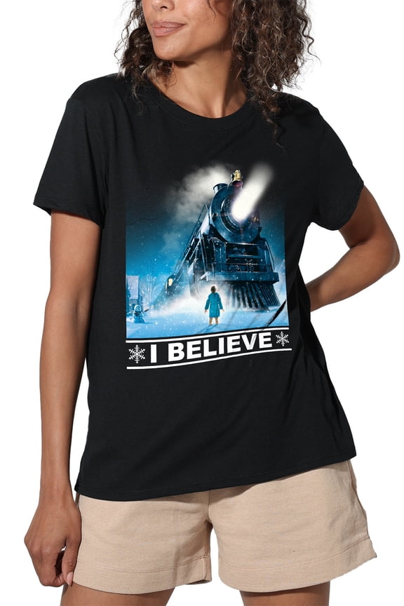 The Polar Express I Believe Women's Loose T-Shirt, Black, Small