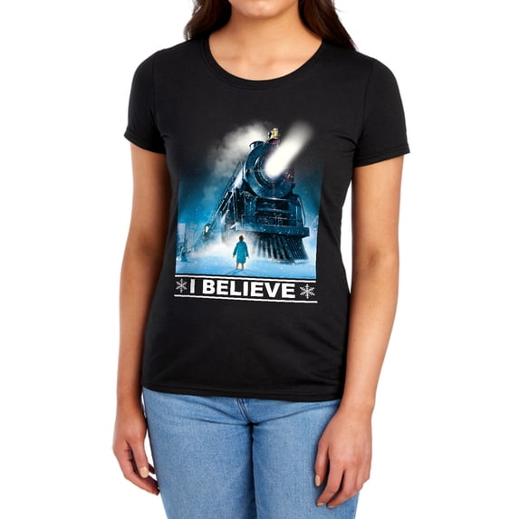 The Polar Express I Believe Women's T Shirt, Black, Large