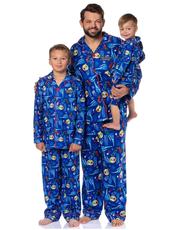 The Polar Express Multiple Sizes Christmas Sleep Collared Button Down Long-Sleeve Pajama Set