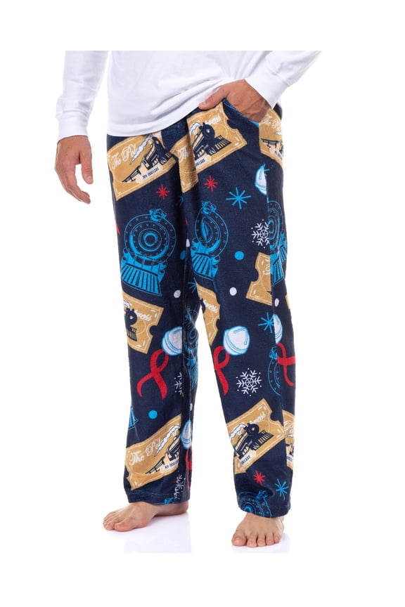 The Polar Express Pajamas Men's Ticket To Ride Plush Fleece Lounge Sleep Pants