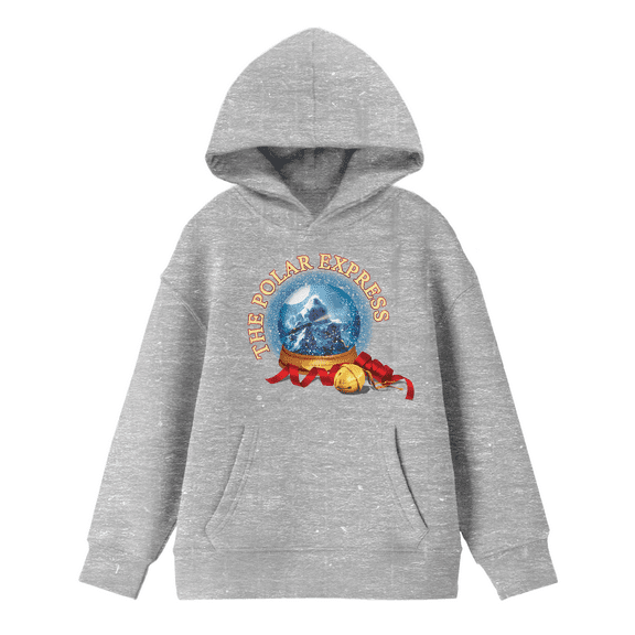 The Polar Express Snow Globe Boy's Athletic Gray Hoodie-Small