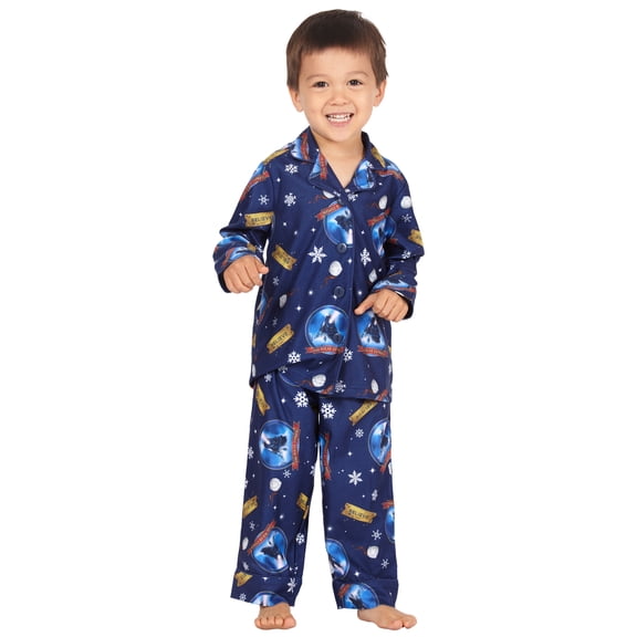 The Polar Express Toddler Kids' Believe Christmas Holiday 2PC Button-Front Coat Pajama Pant Set for Boys Girls