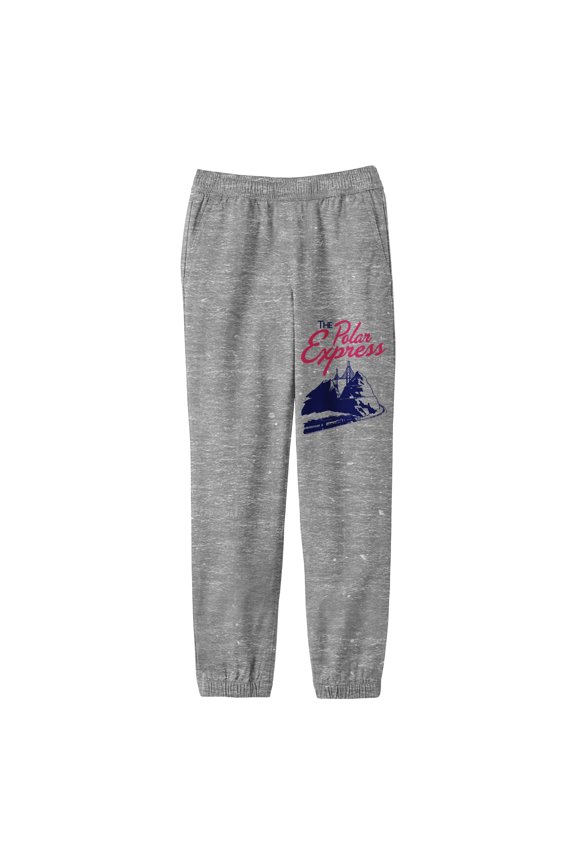 The Polar Express Train And Mountain Boys Athletic Heather Joggers-Large