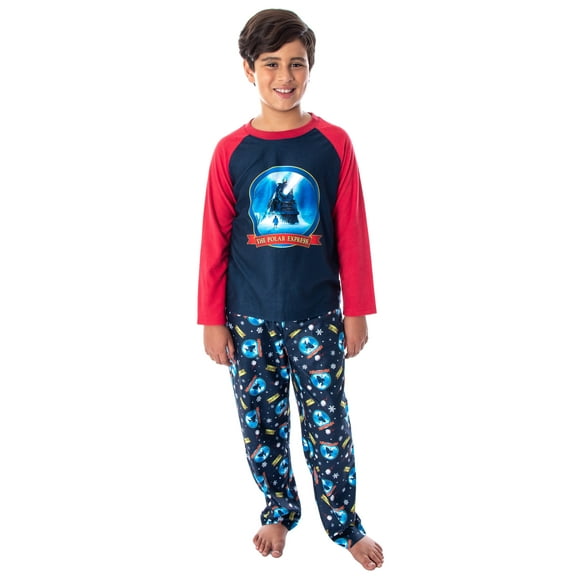 The Polar Express Train Kids' Holiday Movie Christmas 2PC Raglan Long-Sleeve Pajama Pant Set For Boys Girls