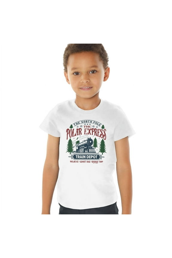 The Polar Express Train Depot Kids T Shirt (2) for Toddler Boys and Girls, White